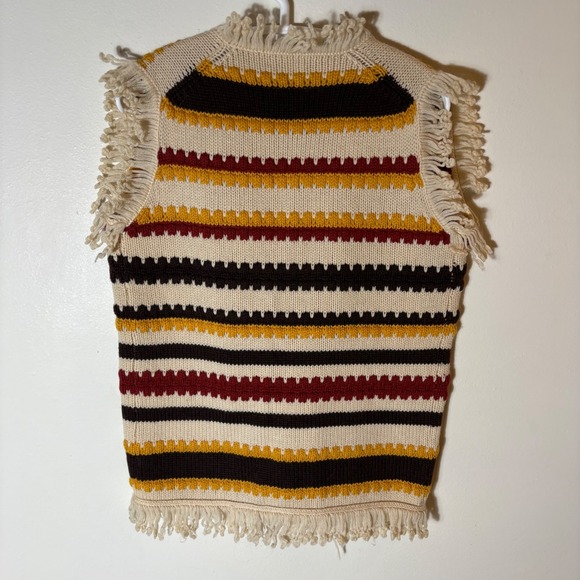 Vintage‎ 100% Pure Wool Striped Fringe Vest British Hong Kong Size Small - Picture 5 of 5